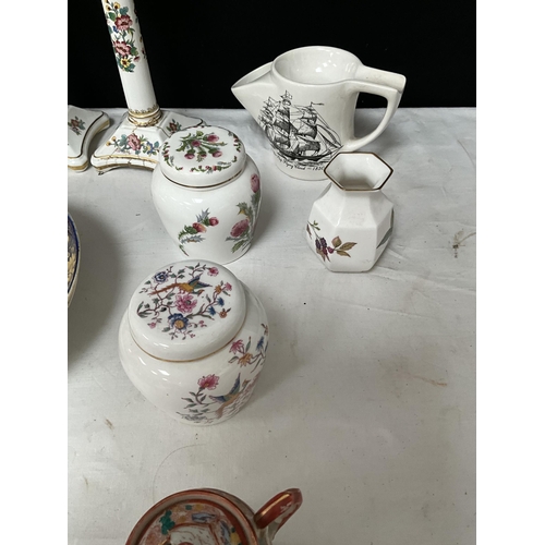 381 - BOX OF CHINA TO INCLUDE CROWN DERBY PART TEA SET A/F , COALPORT, ROYAL WORCESTER ETC