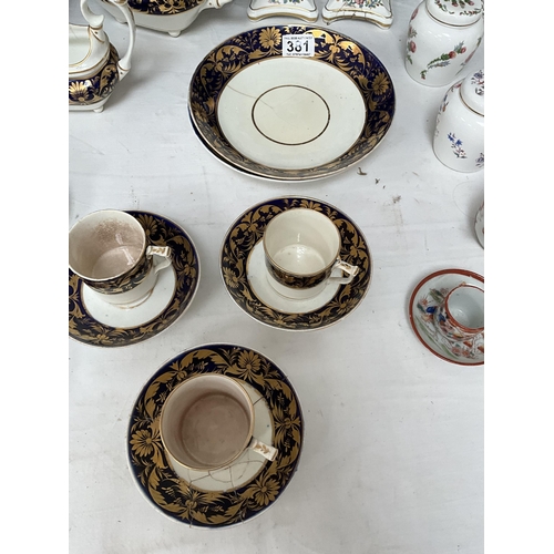 381 - BOX OF CHINA TO INCLUDE CROWN DERBY PART TEA SET A/F , COALPORT, ROYAL WORCESTER ETC