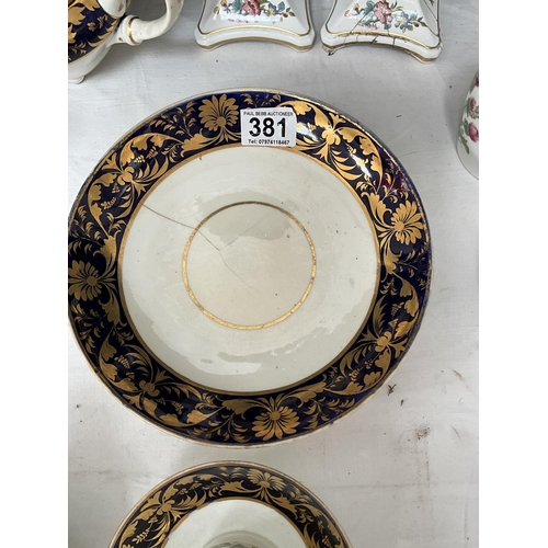 381 - BOX OF CHINA TO INCLUDE CROWN DERBY PART TEA SET A/F , COALPORT, ROYAL WORCESTER ETC