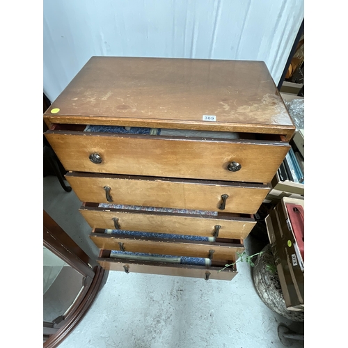 389 - VINTAGE 5 DRAWER OAK CHEST H41