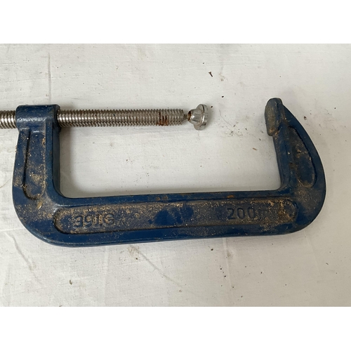 398 - 4 LARGE G CLAMPS AND SASH CLAMP