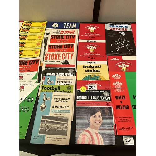 201 - QTY OF FOOTBALL AND RUGBY PROGRAMMES - SOME SIGNED EXAMPLES