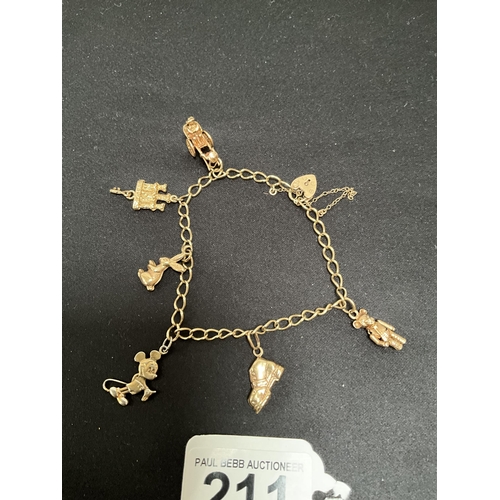 211 - 9CT GOLD CHARM BRACELET - TOTAL WEIGHT 16.5G