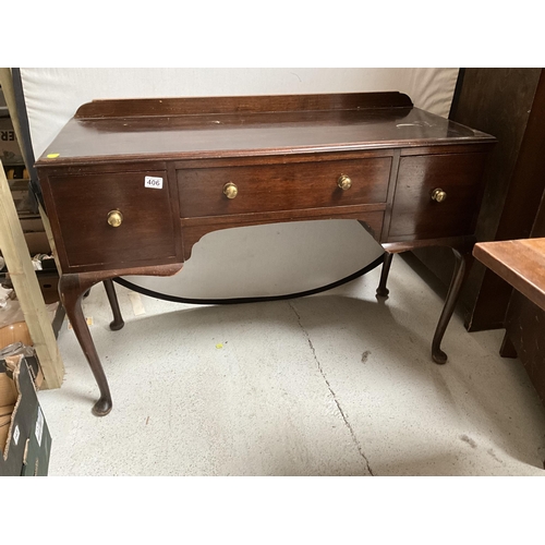 406 - VINTAGE 3 DRAWER KNEEHOLE DESK ON CABRIOLE LEGS (FORMERELY A DRESSING TABLE) H32