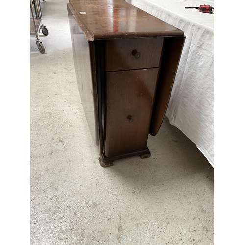 408 - VINTAGE OAK VENEERED DROP LEAF TABLE H29