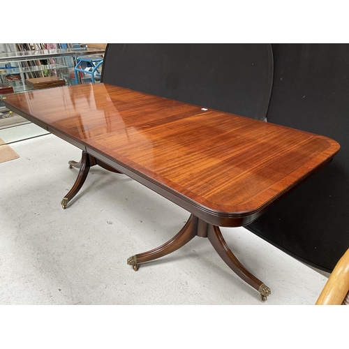 311 - REPRODUCTION MAHOGANY TWIN PEDESTAL DINING TABLE WITH 1 EXTRA LEAF AND 10 MATCHING DINING CHAIRS TO ... 