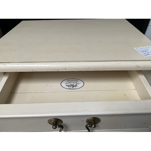 174 - MODERN WOVEN DOUBLE SIDED LINEN BASKET, AND A BADGED LAURA ASHLEY LAMP TABLE WITH SINGLE DRAWER ON T... 