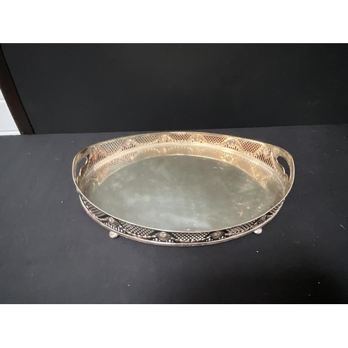 45 - 4 SILVER PLATED SERVING TRAYS TO INCLUDE A HAMMERED DECORATED EXAMPLE