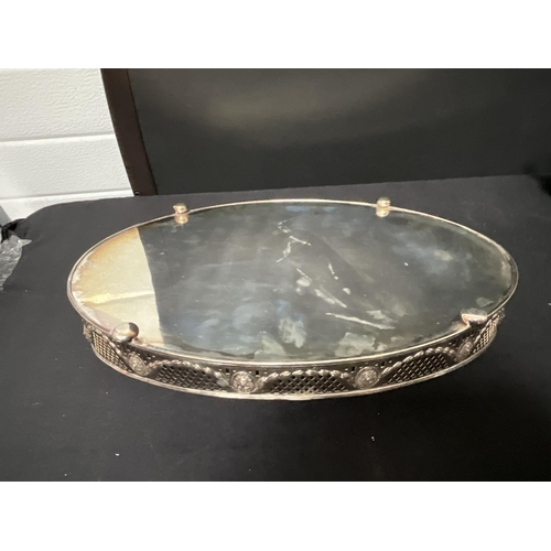 45 - 4 SILVER PLATED SERVING TRAYS TO INCLUDE A HAMMERED DECORATED EXAMPLE