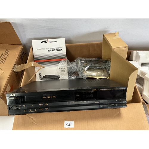 58 - JVC STEREO VIDEO CASSETTE RECORDER IN BOX, AMSTRAD VIDEO CASSETTEE RECORDER IN BOX AND SONY TC-K60 I... 