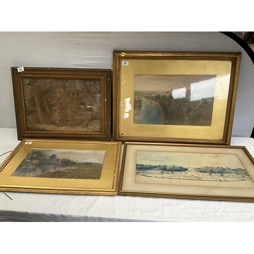 87 - 4 FRAMED WATERCOLOURS 1 DATED 1889 BY ARTHUR FRASER, 1 DATED 1898 SIGNED C H , 1 EXAMPLE OF COLOURED... 