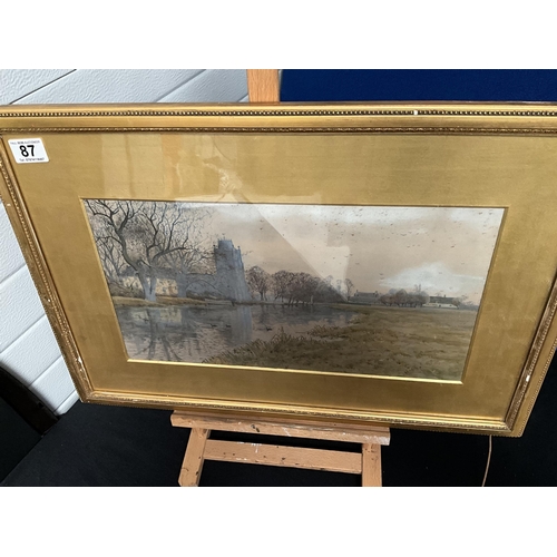 87 - 4 FRAMED WATERCOLOURS 1 DATED 1889 BY ARTHUR FRASER, 1 DATED 1898 SIGNED C H , 1 EXAMPLE OF COLOURED... 