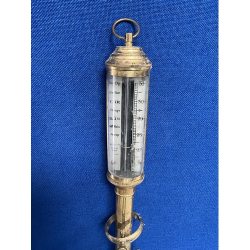 147 - BRASS HANGING NAUTICAL BAROMETER H37