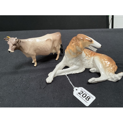 208 - RUSSIAN DOG AND BESWICK COW NEWTON TINKLE - A/F