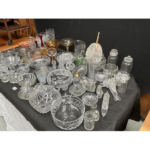20 - 3 BOXES OF GLASSWARE TO INCLUDE WATERJUGS, VASES, FRUIT BOWLS ETC