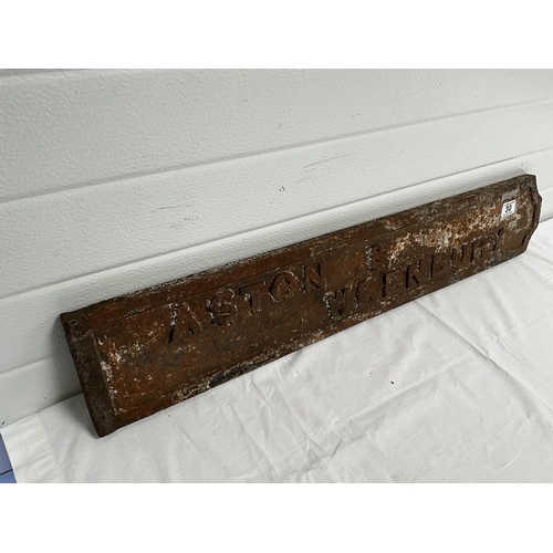 30 - VICTORIAN CAST IRON DOUBLE SIDED FINGER SIGN - ASTON & WRENBURY 34