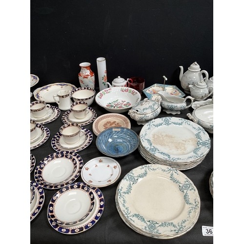 36 - 4 BOXES OF CHINA GLASS AND KITCHENWARE - PYREX ETC