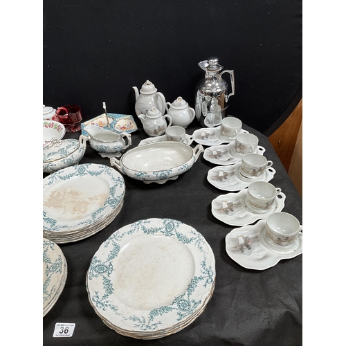 36 - 4 BOXES OF CHINA GLASS AND KITCHENWARE - PYREX ETC