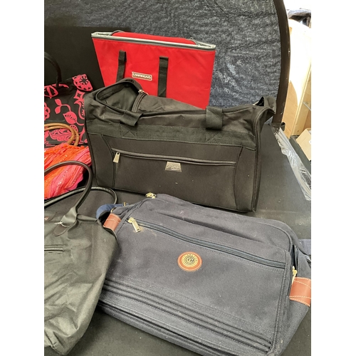 46 - BOX OF BAGS & HOLDALLS