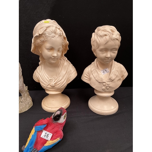 55 - 2 CHALK BOY & GIRL BUSTS H17