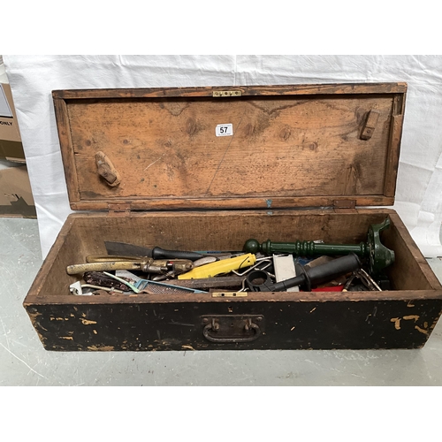 57 - VICTORIAN PINE BOX AND TOOLS H8