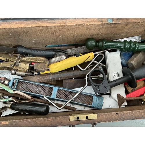 57 - VICTORIAN PINE BOX AND TOOLS H8