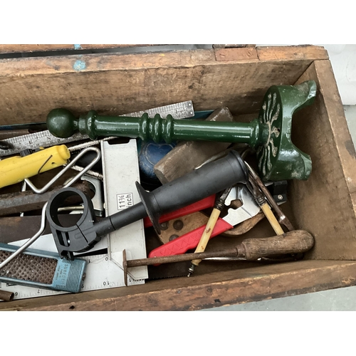 57 - VICTORIAN PINE BOX AND TOOLS H8