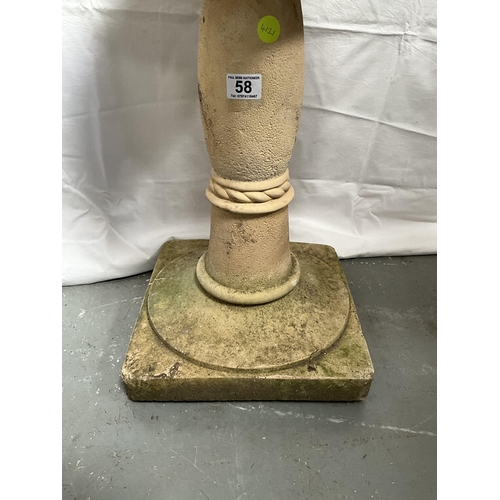58 - GARDEN PEDESTAL BIRD BATH - PEDESTAL DAMAGE TO TOP H26