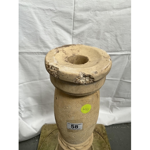 58 - GARDEN PEDESTAL BIRD BATH - PEDESTAL DAMAGE TO TOP H26