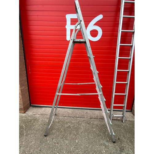 1 - ALUMINIUM STEP LADDER AND SINGLE RUNG LADDER