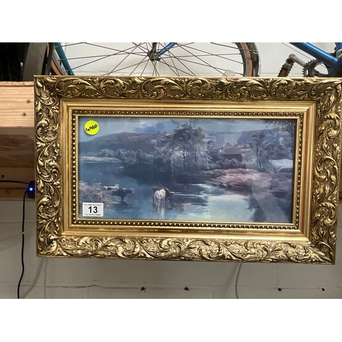 13 - 2 GILT FRAMED COUNTRY SCENE PICTURES 13