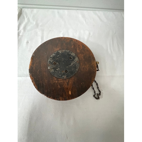 25 - OAK CASED WALL BAROMETER - GLASS IS CRACKED