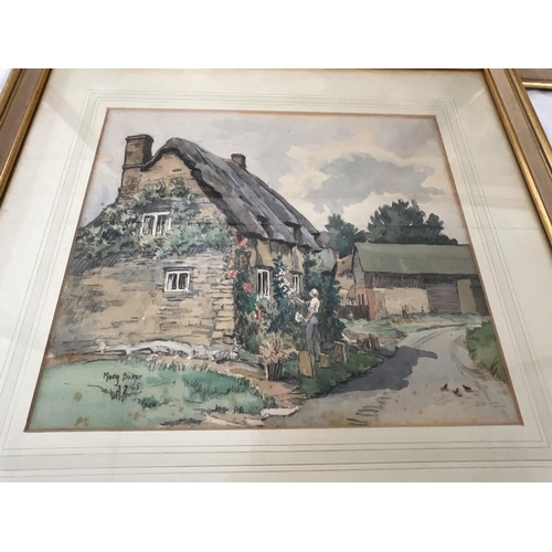 57 - 4 FRAMED WATERCOLOURS - SIGNED MARY BAKER, JB NOEL, L A HAMANE