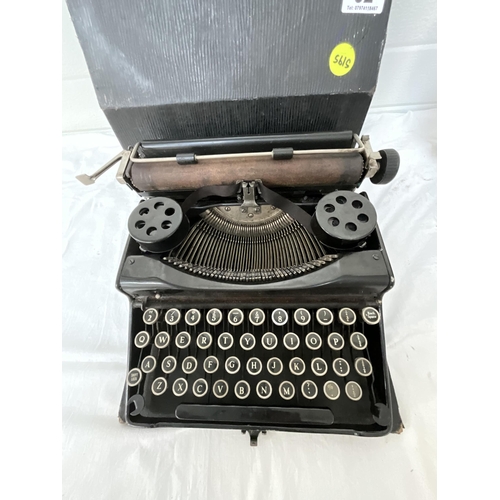 62 - VINTAGE LOUDSPEAKER AND CASED VINTAGE TYPEWRITER