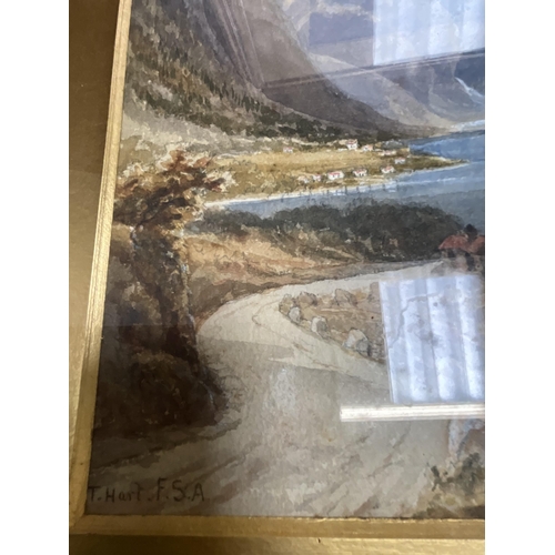 81 - 3 ORIGINAL PICTURES TO INCLUDE 2 IN GILT FRAMES - 2 WATER COLOURS BY T HART F.S.A AND A PASTEL BY LY... 