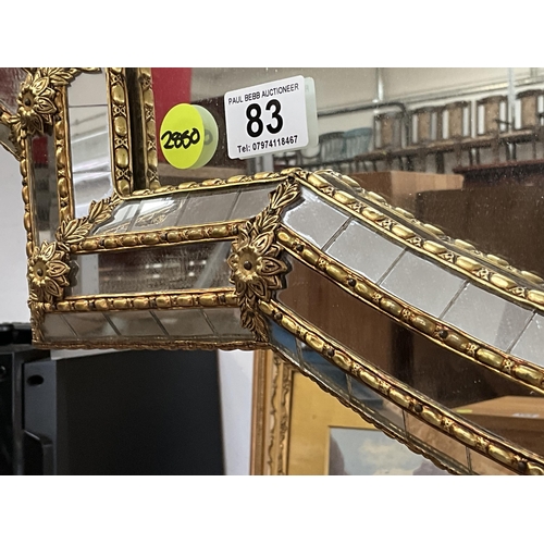 83 - REPRODUCTION MIRROR WITH MIRRORED MOSIAC GILT FRAME 44