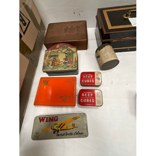 116 - QTY OF VINTAGE ADVERTISING TINS TO INCLUDE THE QUEENS DOLLS HOUSE TIN, EDMUNDSONS TOFFEE TIN ETC