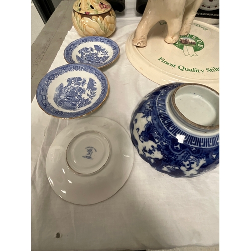 117 - 3 BOXES OF CHINA TO INCLUDE ARCOPAL 30 PIECE DINNER SET, MASONS PLATE, POTTERY, PLANTERS, SPODE PLAT... 