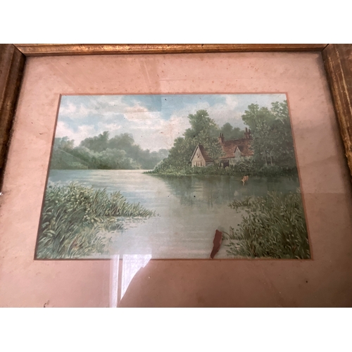 119 - BOX OF PICTURES TO INCLUDE VICTORIAN PRINTS, WATERCOLOUR, OIL ON CANVAS SIGNED T SMALLWOOD - LARGEST... 