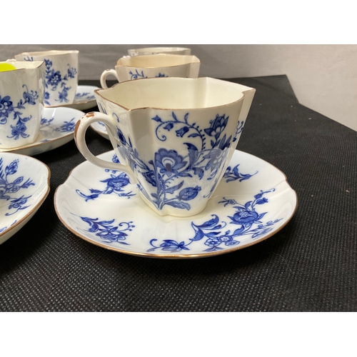 195 - UNUSUAL VICTORIAN BLUE & WHITE TEA SET 12 CUPS & SAUCERS WITH SUGAR BOWL H3