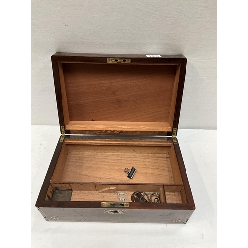 126 - MOTHER OF PEARL INLAID WRITING BOX NO KEY H5.5