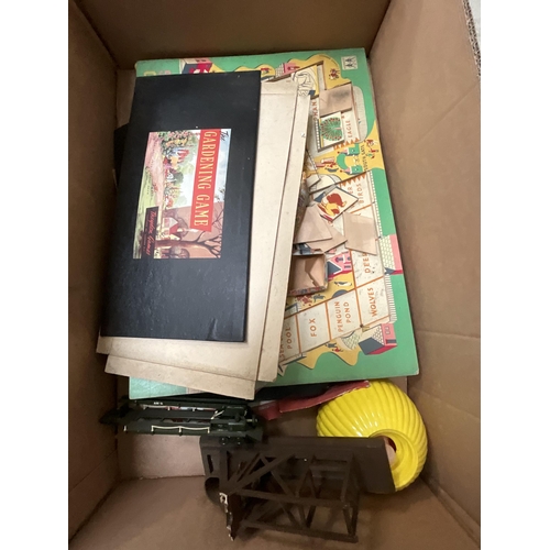 147 - 3 BOXES OF VINTAGE GAMES AND STUFFED TOYS ETC