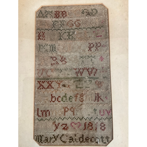 228 - FRAMED GEORGIAN SAMPLER DATED 1818 14.5