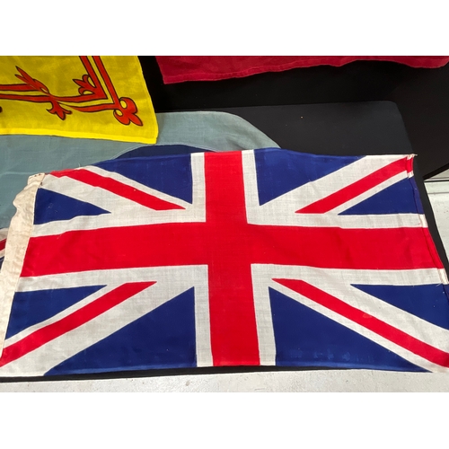 235 - COLLECTION OF FLAGS TO INCLUDE EARLY RAF HANDSTICHED FLAG 22