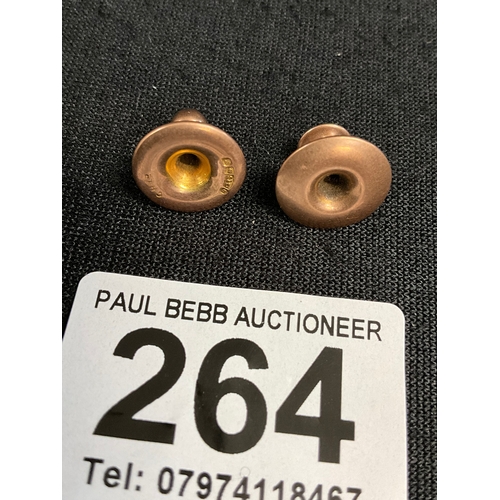 264 - 9CT PAIR OF COLLAR STUDS TOTAL WEIGHT 1.8G