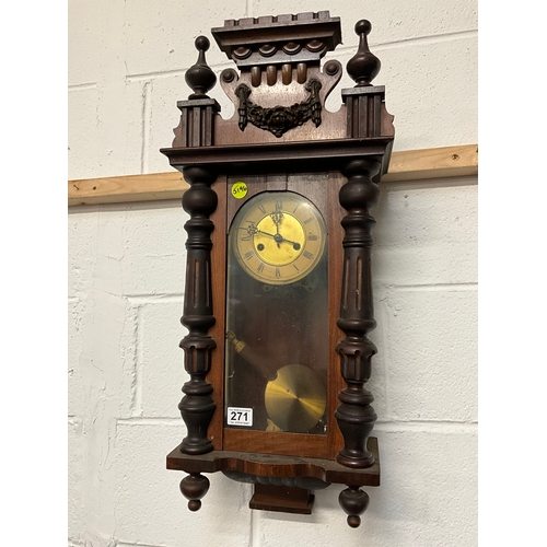 271 - EDWARDIAN OAK VIENNA WALL CLOCK A/F L28