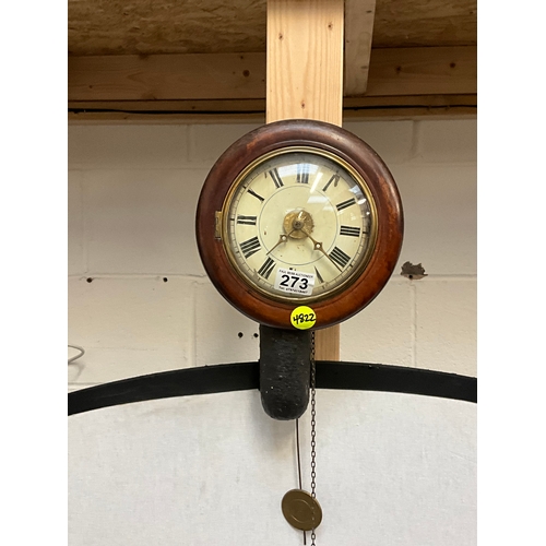 273 - VICTORIAN MAHOGANY POSTMANS ALARM CLOCK WITH WEIGHTS  D9