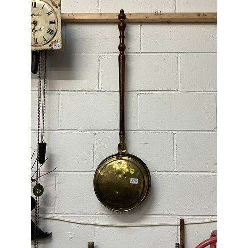 274 - VICTORIAN BRASS WARMING PAN L45