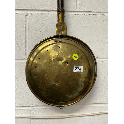 274 - VICTORIAN BRASS WARMING PAN L45