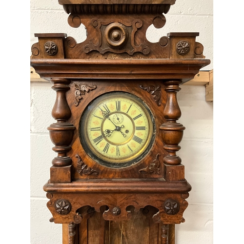 275 - VICTORIAN MAHOGANY FRAMED VIENNA WALL CLOCK A/F AND WORMED L46